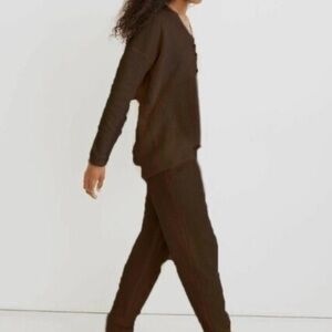 Madewell Brown Wool Asherton Waffle Henley Sweater XS